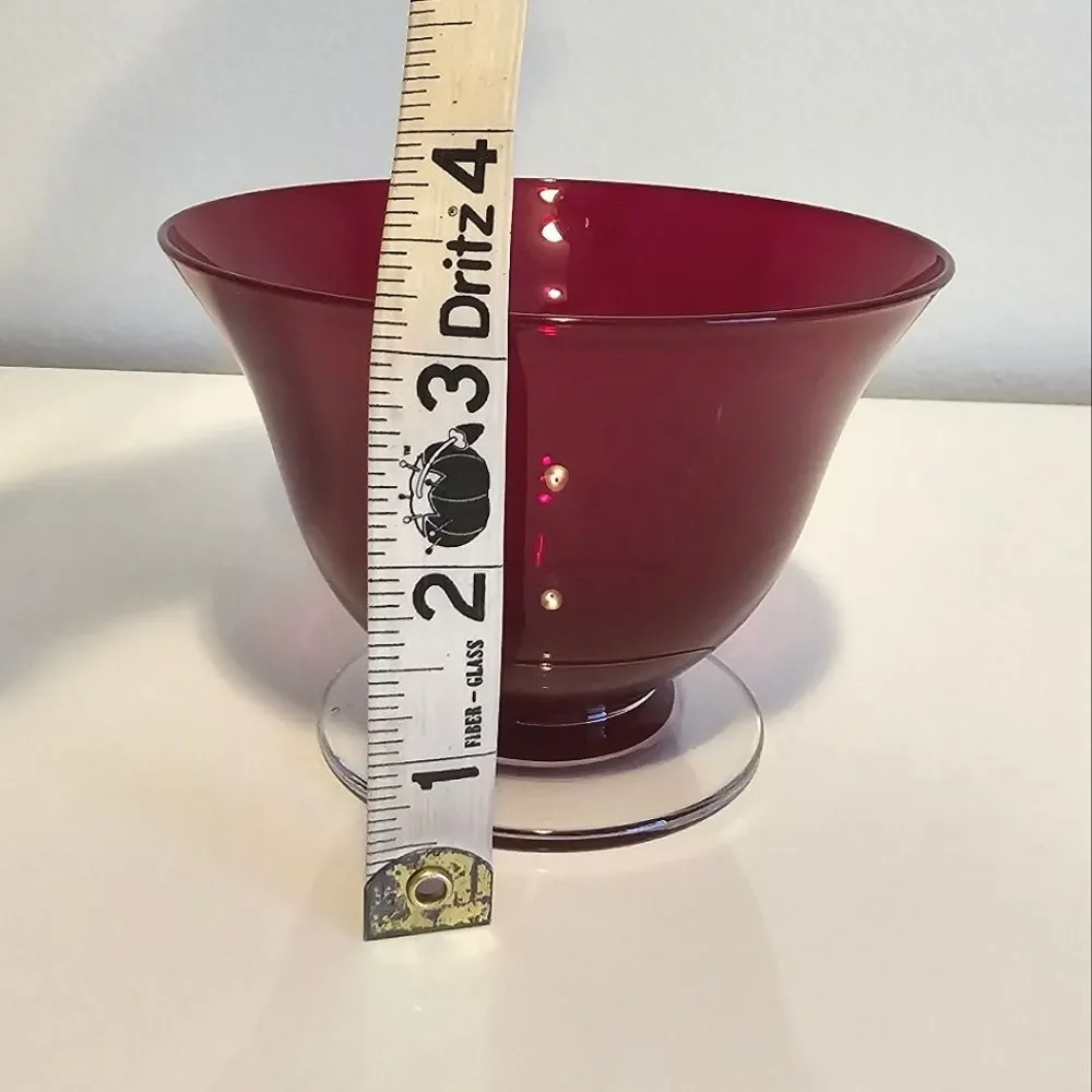 Morgantown Monroe Red Crystal Glass Footed Dessert Bowls 3/4